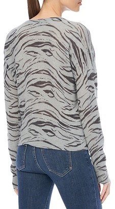 360 Cashmere Kourtney Zebra Print Tie-Front Cashmere Sweater