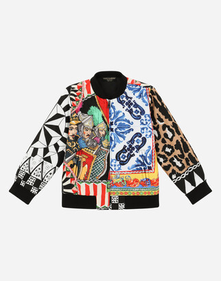 Dolce & Gabbana Nylon bomber jacket with carretto patchwork print