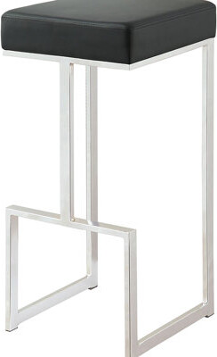Modern Black Bar Stool With Accents And Shiny Frame For Dining - Legs