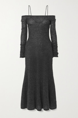 Jacquemus Maille Lauris Cold-shoulder Embroidered Mohair-blend Midi Dress