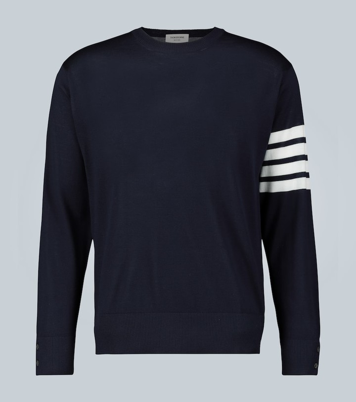 Thom Browne 4-Bar merino pullover sweater ShopStyle Crewneck