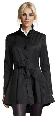 Betsey Johnson black belted single breasted trench coat