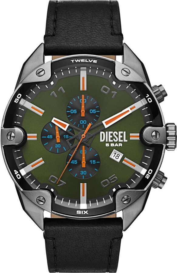 Diesel Watches Black Leather Band | ShopStyle