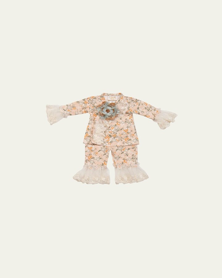 Haute Baby Girl's Ava's Garden Top and Pants Set, Size Newborn-12M