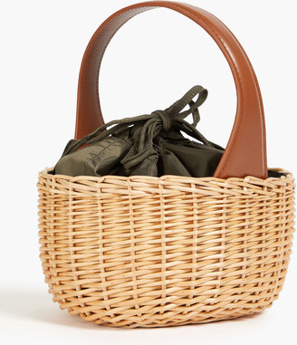 ブルレア Leather trimmed rattan bucketbag ブルレア Leather trimmed