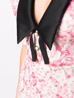 Alessandra Rich Floral Shift Midi Silk Dress