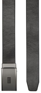 HUGO BOSS Leather belt with ridged plate buckle