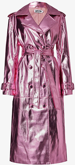 metallic pink trench coat 