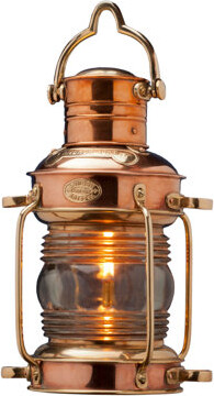 Kings County Tools Oil Lamp - 100% Working Copper and Brass Lantern with Built-In Hook for Easy Hanging - Antique Maritime Hanging Lamp with Fresnel G