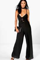 Thumbnail for your product : boohoo Tie Front Wide Leg Jumpsuit