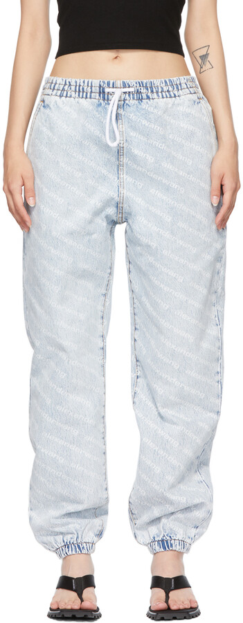 Alexander Wang Blue & White Logo Print Jogger Jeans - ShopStyle