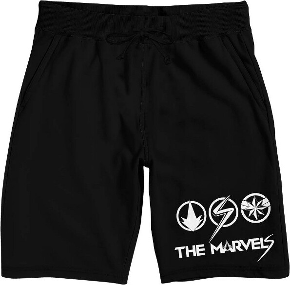 Marvel The Marvels Movie Logo and Icons Men's Black Lounge ShortsXL