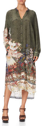Camilla Printed Silk Midi-Length Shirt Dress
