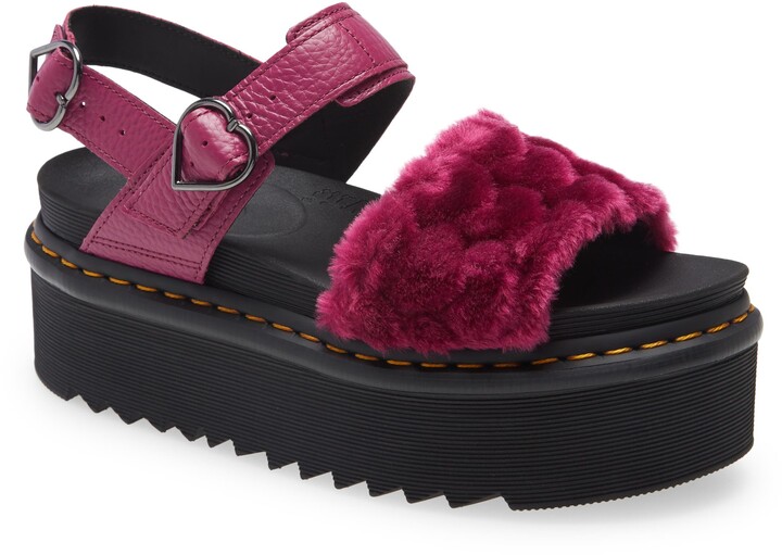 Dr. Martens Voss Quad Fluffy Faux Fur Platform Sandal - ShopStyle