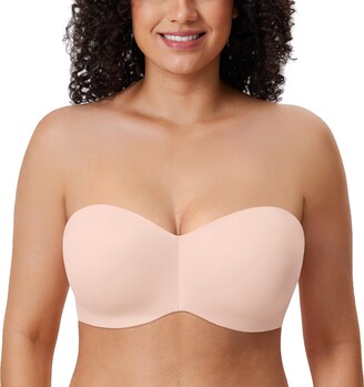 Delimira Women's Strapless Bras Silicone-Free Bandeau Underwire Non Padded Minimiser  Bra for Bigger Bust Apricot Pink 38B - ShopStyle