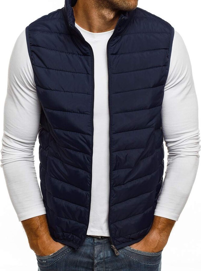 Mens Padded Gilet Quilted Jacket Vest Stand Collar Body Warmer Winter Warm Sleeveless Coat Outwear Puffer Gilet 