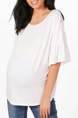boohoo Maternity Nina T Shirt With Frill Sleeves