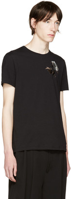 Alexander McQueen Black Embroidered Floral T-Shirt