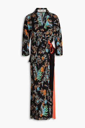 Diane von Furstenberg Madalena peplum crepe de chine midi wrap dress