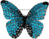 Thumbnail for your product : Jon Richard Blue Aqua and Jet Pave Butterfly Brooch