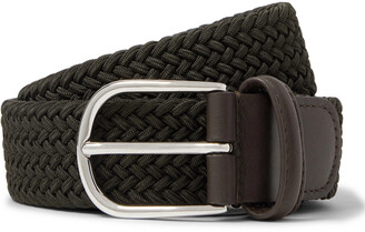 Andersons 3.5cm Leather-Trimmed Woven Elastic Belt