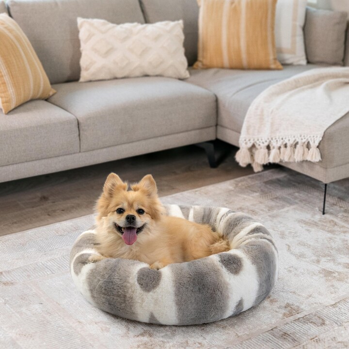 Best Friends By Sheri Patterned Faux Fur Calming Orthopedic Bolster Dog Bed, Medium
