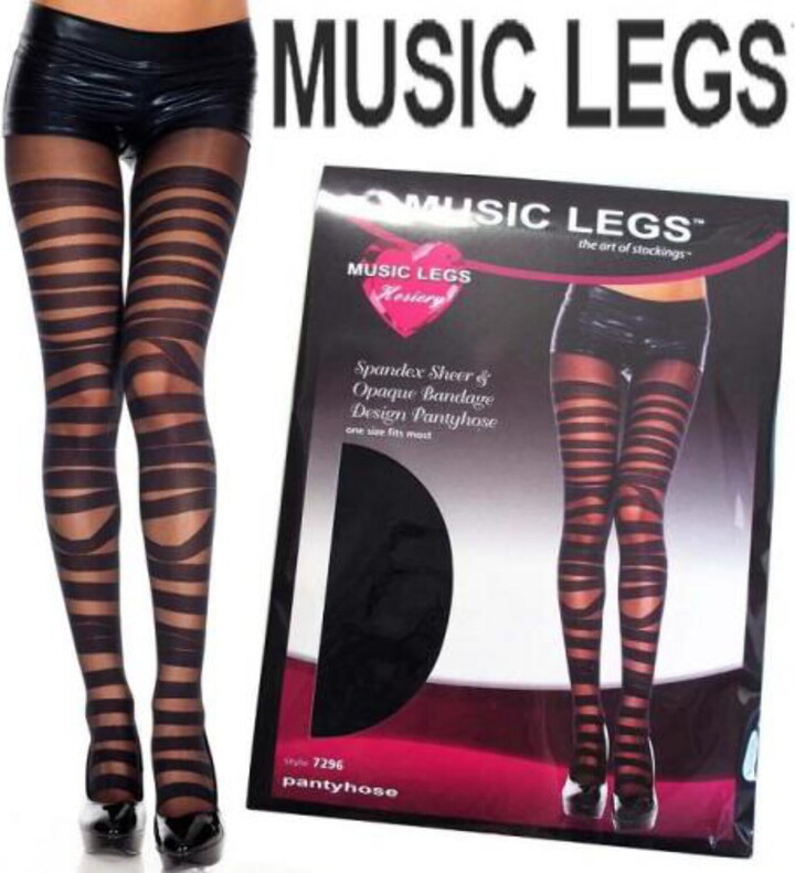 unknown Music Legs Women’s 7296-BLACK Bandage Design Spandex Pantyhose – Black