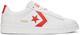 Thumbnail for your product : Converse White & Orange Leather Pro OX Sneakers