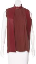 Thumbnail for your product : Celine Leather-Trimmed Silk Blouse