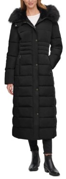 Calvin Klein Faux-Fur-Trim Hooded Maxi Puffer Coat - ShopStyle
