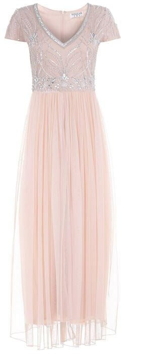 sistaglam monika blush waterfall sequin maxi dress