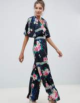 Thumbnail for your product : ASOS Design DESIGN jumpsuit with overlay and wide leg in floral print