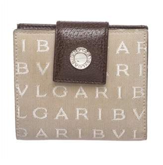 Bvlgari Pre Owned Beige Monogram Fabric Bi Fold Small Wallet.