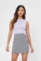 Thumbnail for your product : Nasty Gal Womens Petite Gingham Check Split Hem Mini Skirt