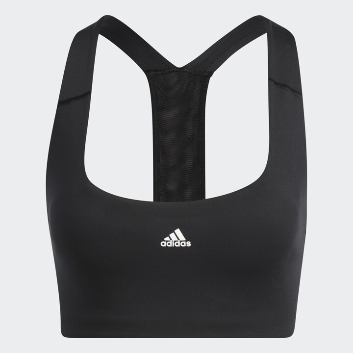 adidas Training Powerreact medium support sports bra in white