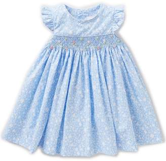 Edgehill Collection Baby Girls 3-24 Ditsy Floral-Print Flutter-Sleeve Smocked Dress