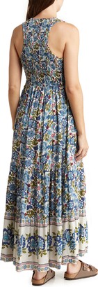 Angie Floral Print V-Neck Smocked Maxi Dress