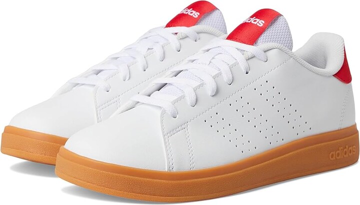 Adidas Originals Kids Advantage Base 2.0 Sportswear Shoes (Big Kid) Kids Shoes White/Pure Ruby/Gum : 5.5 Big Kid M, Rubber