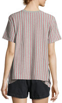 Thumbnail for your product : Opening Ceremony Short-Sleeve Striped Jersey Tee, Gray