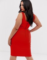 Thumbnail for your product : Vesper Plus square neck pencil dress in red
