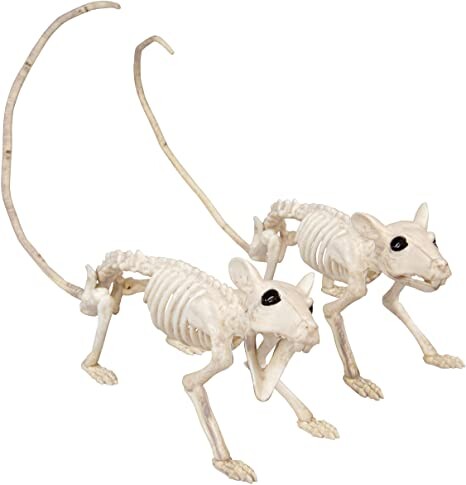 Halloween Rat Skeletons Set of 2-15" Weather Resistant Yard Decorations w Bendable Tails and Movable Jaws - Great Prop for Party Decor and Indoor/Outdoor Use