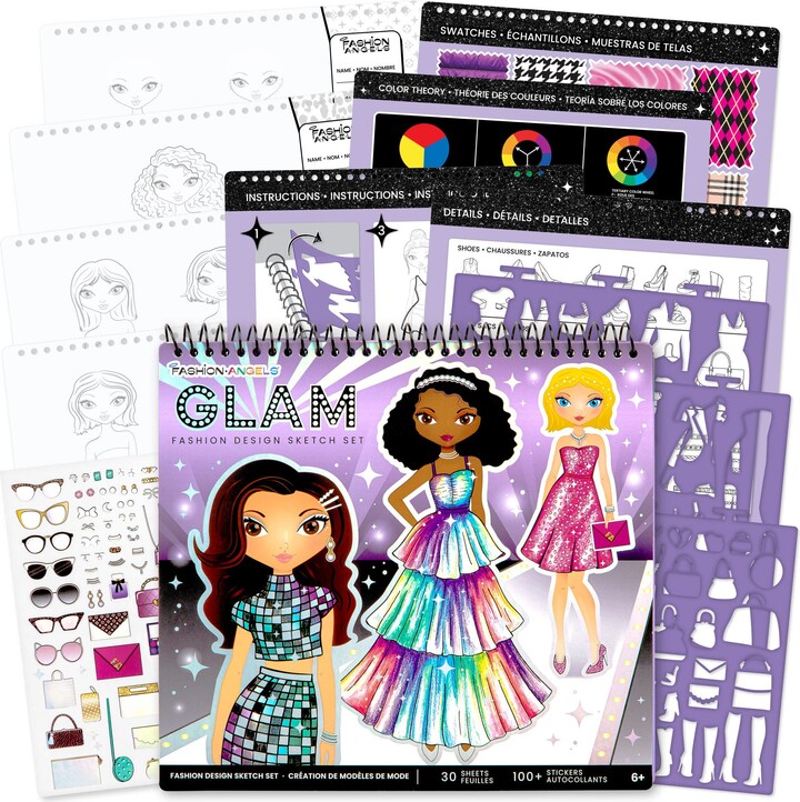 Fashion Angels Glam Fashion Design Sketch Set Pad, Kids 6+