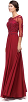Thumbnail for your product : Dancing Queen - Lace-Applique Long Prom Dress with Sheer 3/4 Sleeves 9473X
