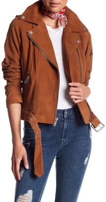 7 For All Mankind Genuine Goat Suede Moto Leather Jacket
