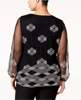 Thumbnail for your product : Alfani Plus Size Embroidered Blouson Top, Only at Macy's