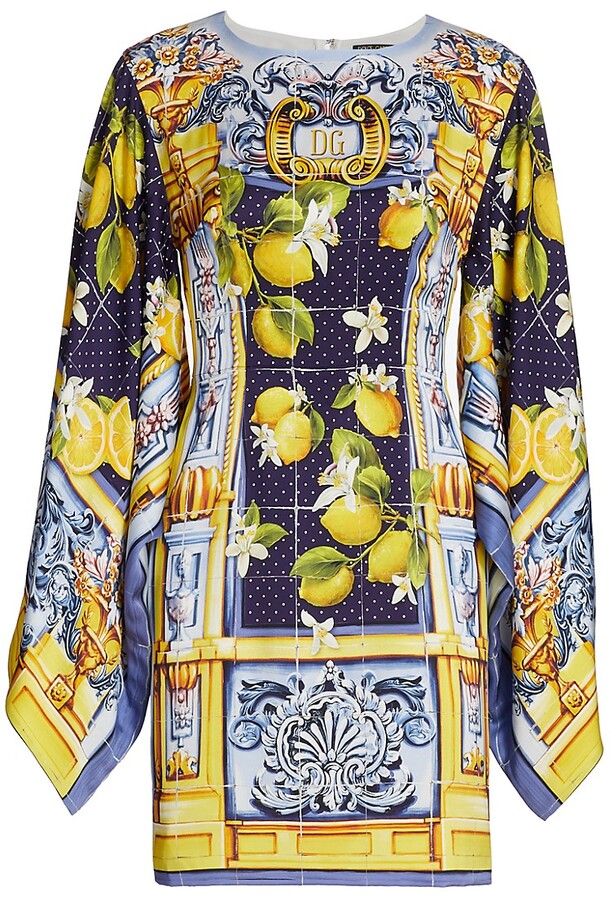 Dolce & Gabbana Azulejos Long Sleeve Mini Dress - ShopStyle