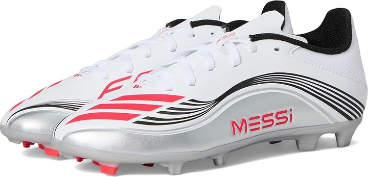 Adidas Originals Kids F50 Messi League Firm Ground/Multi Ground Cleats (Little Kid/Big Kid) Kids Shoes White/Lucid Red/Silver Metallic : 5.5 Big Kid M