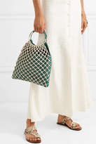 Thumbnail for your product : HEREU Xarxa Macramé And Leather Tote - Sage green
