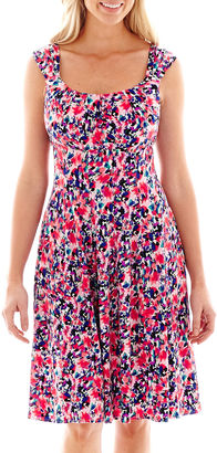 London Times London Style Collection Sleeveless Floral Print Fit-and-Flare Dress - Petite