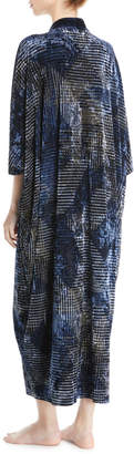 Diamond Tea Gown Plus Size Copen-Print Velvet Zip Caftan